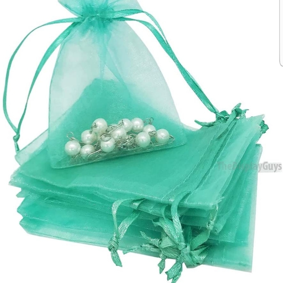 15ct  6x9 inch Organza Drawstring Bags, TEAL - Picture 2 of 7